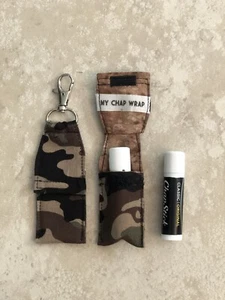 Camo CLOSED TOP chapstick LIP BALM holder Camouflage key chain Military Hunter - Picture 1 of 2