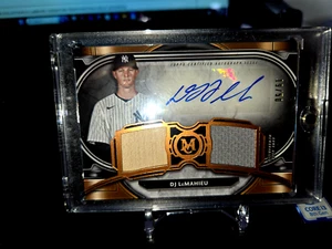 2021 TOPPS MUSEUM COLLECTION DJ LeMAHIEU SIGNATURE SWATCHES DUAL RELIC AUTO19/50 - Picture 1 of 2