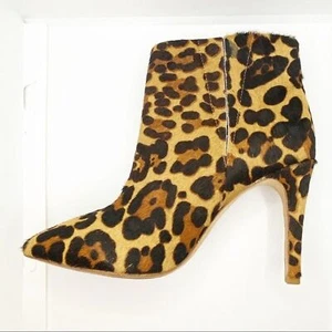 Joie Lina Leopard Calf Hair Heeled Slide On Booties Boots Women's Size 6.5 - Picture 1 of 7