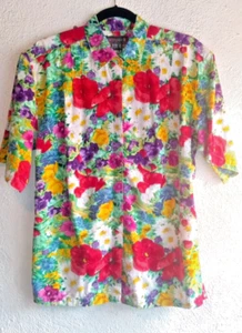 Vintage Paris Sport Club World Wide Top Medium Allover Floral Print Button Up - Imagen 1 de 11