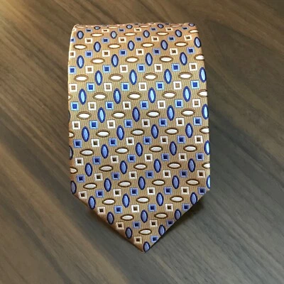 Dormeuil Hand Made in Italy Brown With Multicolor Geometric Woven Silk Tie - Image 1 of 4