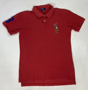 Polo Ralph Lauren Bear Rugby Polo Shirt Boys XL 18-20 Red Big Pony Short Sleeve - Picture 1 of 9
