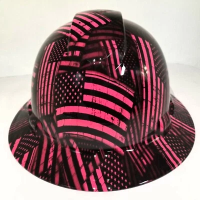 NEW FULL BRIM Hard Hat custom hydro dipped  AMERICAN FLAG AMERICAN WOMAN EDITION - Image 1 of 4