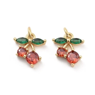 Colgantes de latón chapado en estante de cerezo 10 piezas dije pendientes fabricación collares joyería Foto 1 de 3