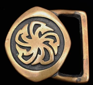 Tech Ether Guild/Jesse Mcleod "Pinwheel" Solid Brass Hippie 1970s Belt Buckle - Picture 1 of 3