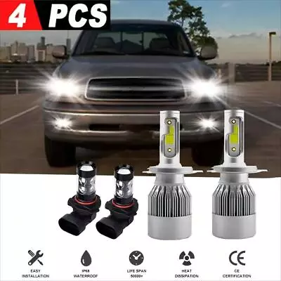 LED Headlight + Fog Light Bulbs 6500k For Toyota Tundra 2000 2001 2002 2003-2006 - Image 1 of 4
