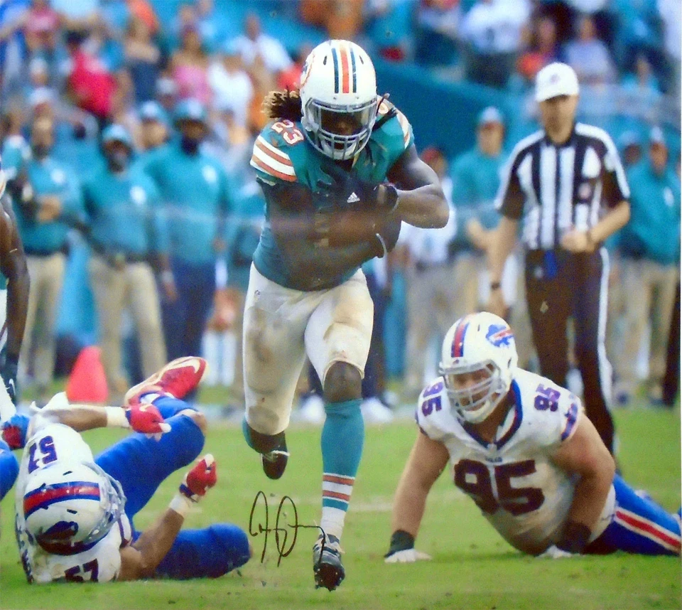 Jay Ajayi Autographed Breaking a Tackle vs The Buffalo Bills 16x20 Photo (JSA) - Image 1 of 1