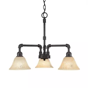Toltec Vintage 3 Light Chandelier, Granite, 7" Italian Marble Glass - 283-DG-508 - Picture 1 of 1