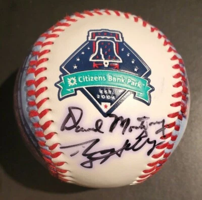 Roy Halladay David Montgomery Greg Luzinski Signed Baseball JSA AUTHENTIC COA  - Image 1 of 4