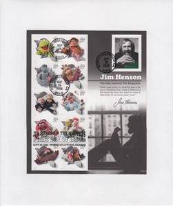 2005 #3944 JIM HENSON AND MUPPETS FOGLIO COMPLETO FDC SU COPERTINA GEMMA! - Foto 1 di 1