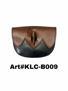 Black Medieval Belt Bag with Brown Zig Zag Style Flap (Lot of 12 pcs) - Picture 1 of 3