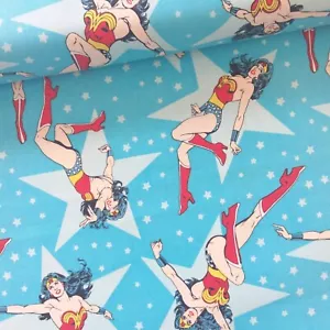 Tela acolchada de vestido de algodón azul de DC Comics Wonder Woman, por 50 cm C19 - Imagen 1 de 5
