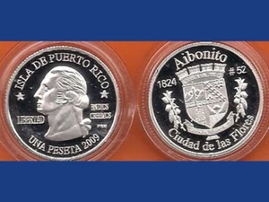 Silber PESETA AIBONITO 2009 Puerto Rico Boricua Viertel 1/100 Silber - Bild 1 von 6
