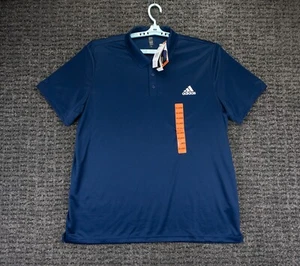 Adidas Shirt Mens 2XL Navy Blue Performance Polo Logo Casual Sports Golf NWT F02 - Picture 1 of 12