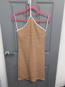New Look stripe halter Knit Dress 12 Summer Holiday Beach Ibiza Festival - Picture 1 of 7