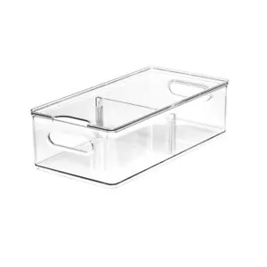Fridge & Freezer Bin Recycled Plastic Large Transparent Divided iDesign New - Picture 1 of 3