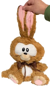 DOUDOU PELUCHE LAPIN MARRON GROSSE TÊTE Pâques oreille lapin peluche production magique - Photo 1 sur 9