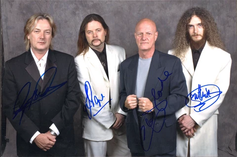 Asia genuine autograph 8"x12" photo signed In Person British progressive rock Cover
