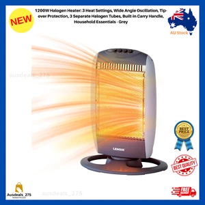1200W Halogen Heater: 3 Heat Settings, Wide Angle Oscillation, Tip-Over Protecti - Picture 1 of 7