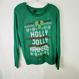 Gold Rush Ugly Christmas Sweater - Holly Jolly Hammered - Green Size L - Picture 1 of 7