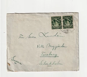 1928 Ecuador Cover Envelope To Sweden Pair Of Diez Centavos Stamps - Picture 1 of 4