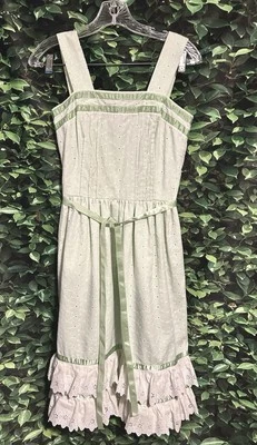Vestido de sol vintage verde menta con ojales de algodón hecho a mano para niñas 14/16 para mujer XXS Foto 1 de 4