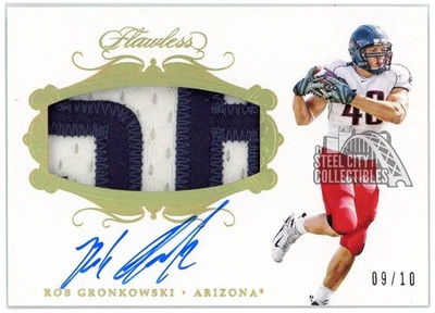 Rob Gronkowski 2018 Panini Flawless Collegiate Game-Used Patch Auto 9/10 - Image 1 of 2