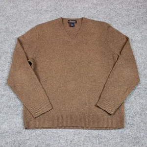 Brooks Brothers Sweater Men's Large Brown Scottish Lambswool V-Neck - Picture 1 of 8