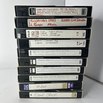10 VHS TAPES LOT VTG HOME RECORDED SHOWS various movies and shows Slayer Lp - Image 1 of 3
