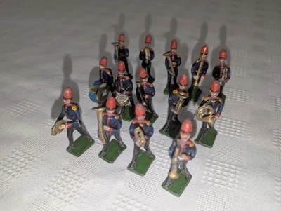 Antigua banda de marcha de plomo alemana Heyde juguete soldados (ver fotos) 45 mm lote de 14 Foto 1 de 4