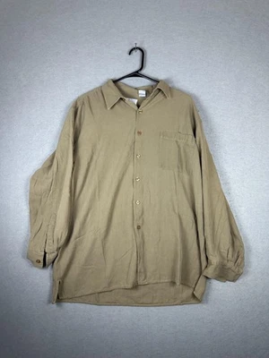 Bill Blass Shirt Mens Extra Large Brown 100% Silk Long Sleeve Button Up Pocket - Image 1 of 4