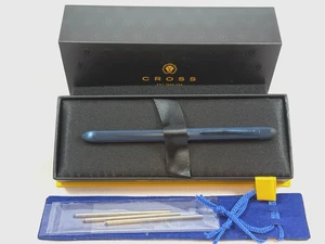 CROSS TECH3+ BRUSHED DARK BLUE PVD MULTI PEN Red Black Ink & Pencil #AT0090-25 - Picture 1 of 10