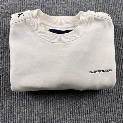 Calvin Klein Sweatshirt CK Mens  Large White Pullover Long Sleeve Sweater - Image 1 of 4
