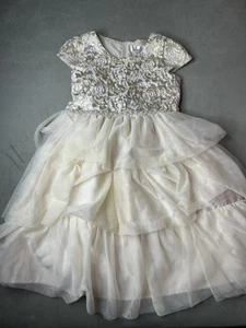 Biscotti Collezioni Girls Dress Size 6X White/beige And Gold With Rhinestones - Picture 1 of 8