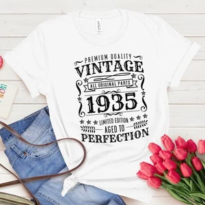 Vintage 1935 t-shirt, 90th Birthday Shirt, 1935 Birthday, Vintage 1935 Gift - Picture 1 of 8