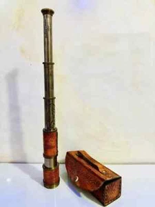 Telescopio con caja de cuero, Dollond hecho a mano Londres 1920 diseño único Spyglass, - Imagen 1 de 6