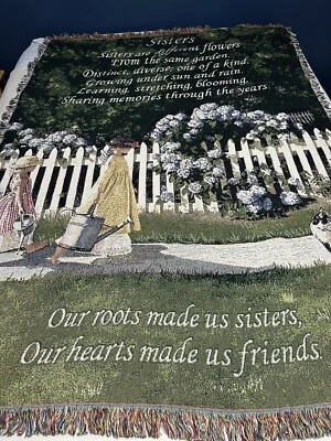 Danbury Mint Sisters Throw Blanket Tapestry Fringed 52”x72” New - Image 1 of 4