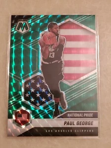 2020-21 Panini Mosaic Paul George National Pride Green Prizm Clippers - Picture 1 of 2