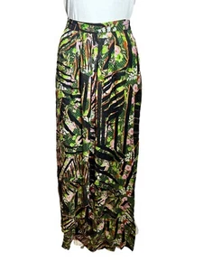 Lala Berlin Seide Maxi Rock Damen Medium schwarz super lang geblümt - Bild 1 von 10