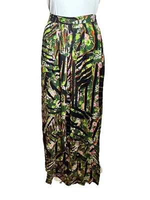 Lala Berlin Seide Maxi Rock Damen Medium schwarz super lang geblümt - Bild 1 von 4