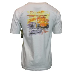 Mens T Shirt-Sail Boat At Sea-Ocean -Just Add SUNSET -Sunset Beach %100 Cotton - Picture 1 of 4
