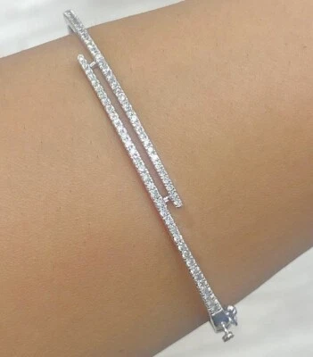 Deal! 0.75 CTW Natural Round Diamond Bangle Bracelet 14K - Image 1 of 4