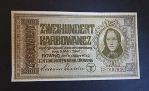 aUNC printed in Germany 200 karbowanetz 1942 UKRAINE USSR Russia - Picture 1 of 10