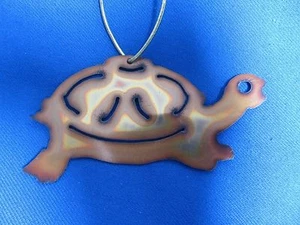Hand Crafted Laser/Plasma Cut Copper Turtle Ornament Burnished Patina - Picture 1 of 2