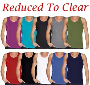 Men's Vests Summer Sleeveless Cotton Tank Top Gym T Shirt Multipack - CLEARANCE - Picture 1 of 7
