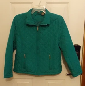 Jane Ashley Casual Lifestyle Green Long-Sleeve Light Quilted Jacket Women Size M - Picture 1 of 11
