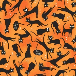 Feline Drive Fabric LIGHTS OUT Cats Glow in the Dark - Fat Quarter (18"x22") FQ - Picture 1 of 8