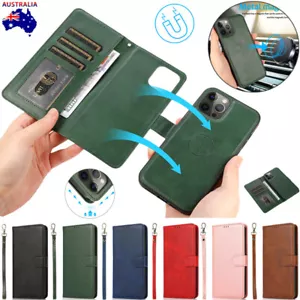 For iPhone 16 15 14 13 12 11 Pro Max 8 Detachable Wallet Case Flip Leather Cover - Picture 1 of 88