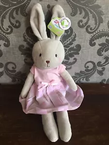 Spark Create Imagine Bunny Rabbit Plush Baby Rattle Pink Dress Gray Stuffed - Picture 1 of 10
