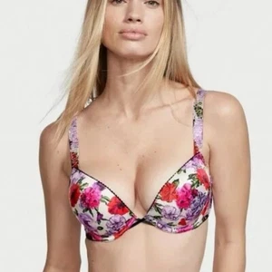 NWT Victoria's Secret Bra 36C Bombshell Push Up Shine Strap Floral Bling Logo - Picture 1 of 11